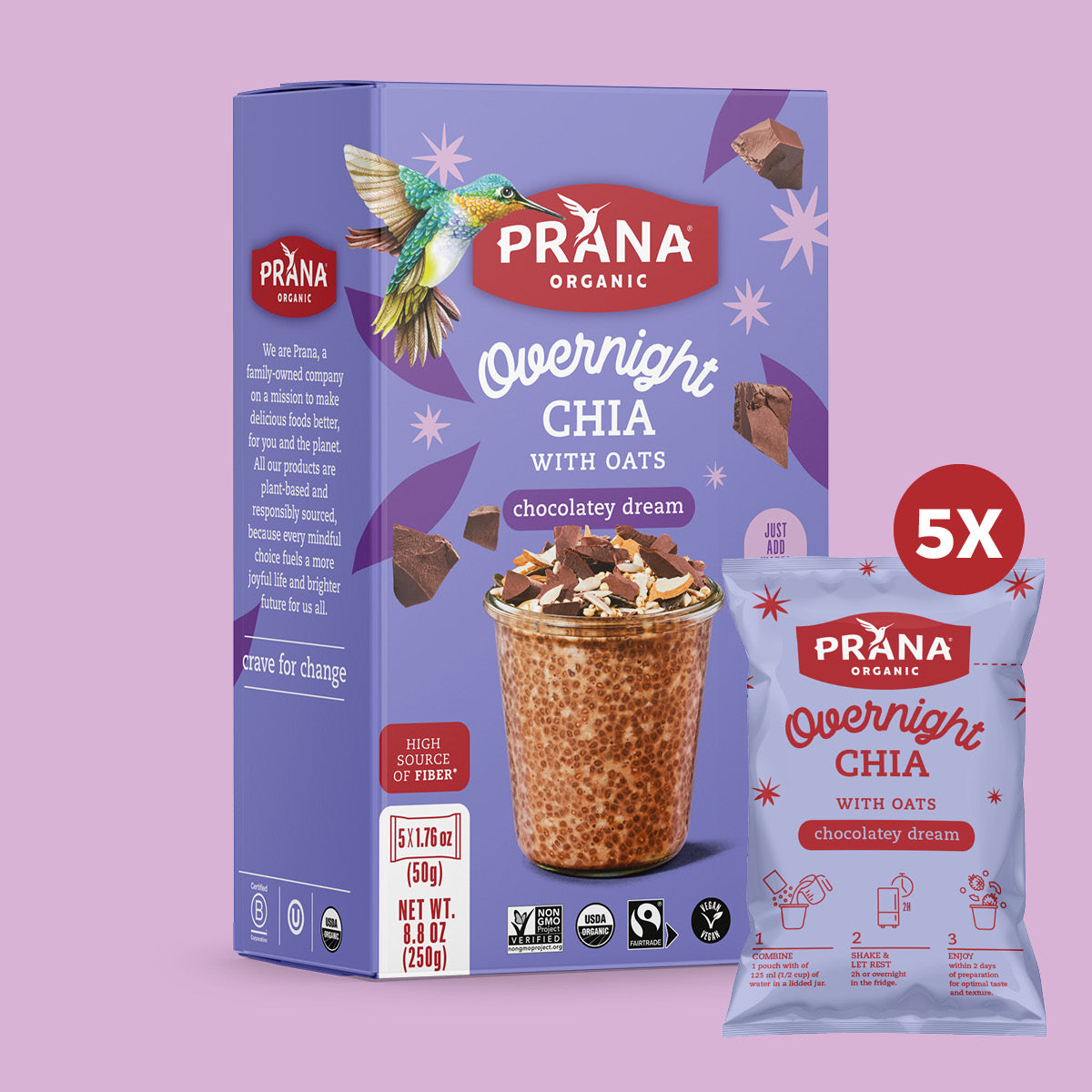 Overnight Chia - Oat & chia mix – Chocolatey dream – Prana Foods USA